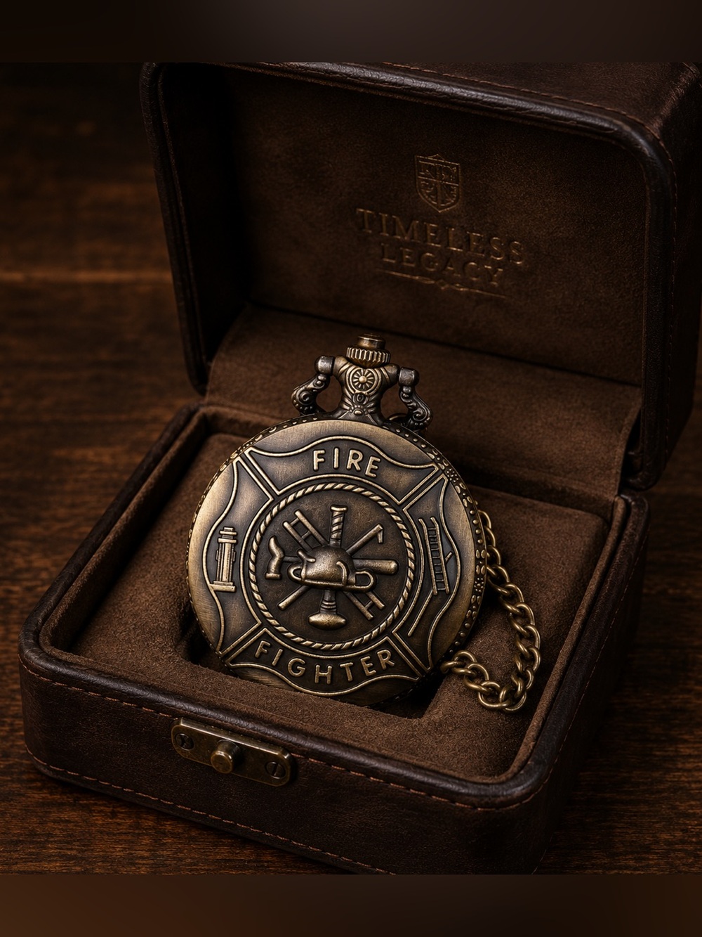 Firefighter Pocket Watch - Antique Bronze Tone